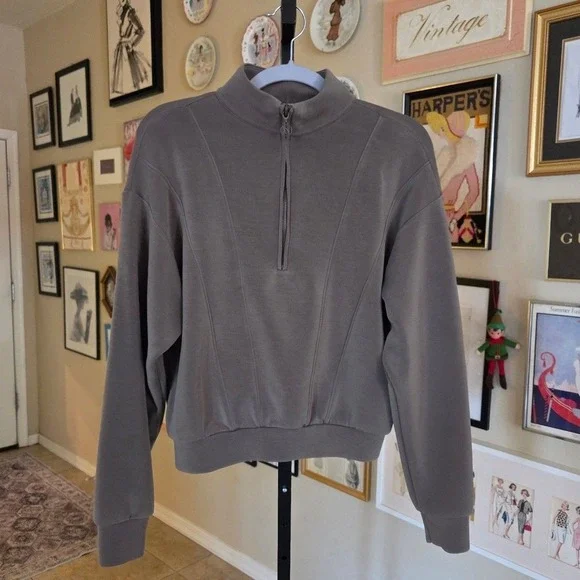 Victoria's Secret Quarter Zip Sweatshirt Pullover Green XS - Picture 2 of 6